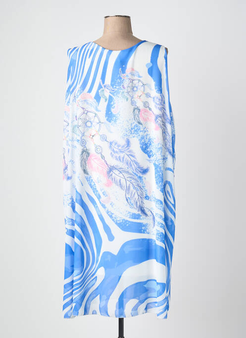 Robe mi-longue coupe fluide sans manche bleu QUATTRO femme