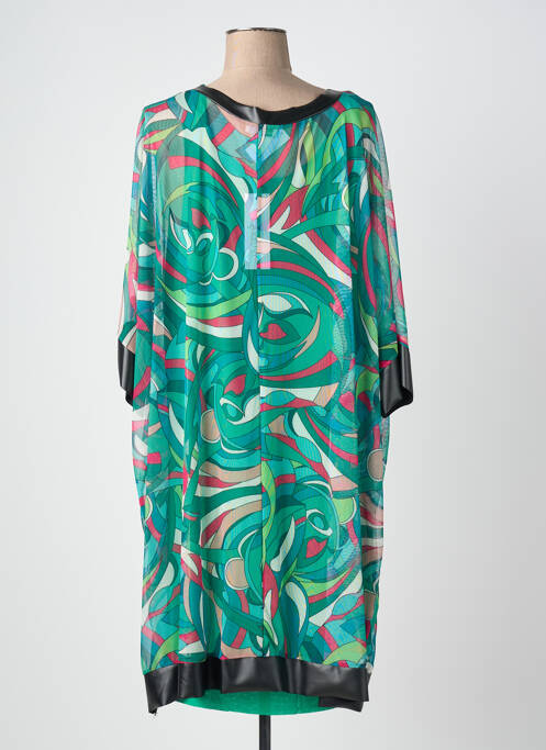 Robe mi-longue coupe fluide manches 3/4 vert QUATTRO femme