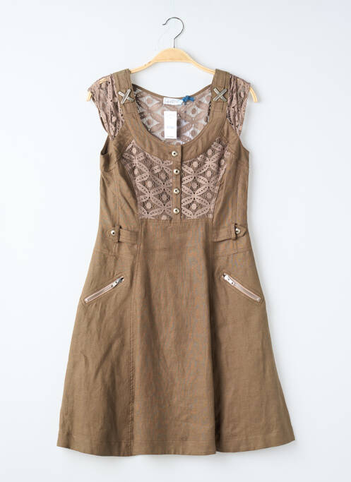 Robe courte sans manche sans manche marron QUATTRO femme