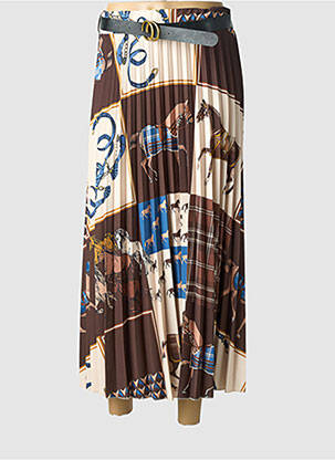 Jupe longue imprimé fantaisie marron LM LULU femme
