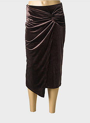 Jupe mi-longue taille élastique marron LM LULU femme