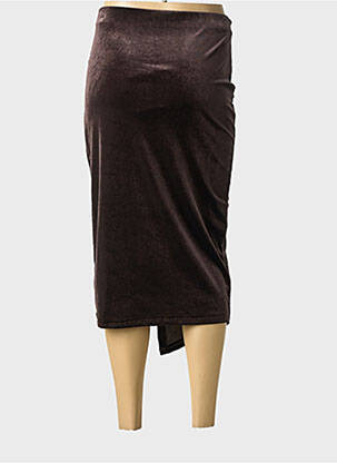 Jupe mi-longue taille élastique marron LM LULU femme