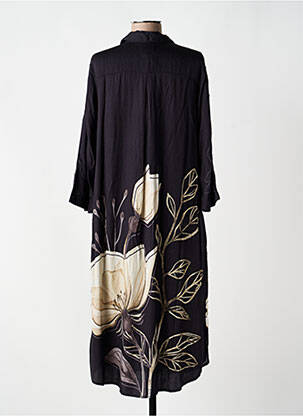 Robe mi-longue imprimé fleurs manches 3/4 noir NÜ femme