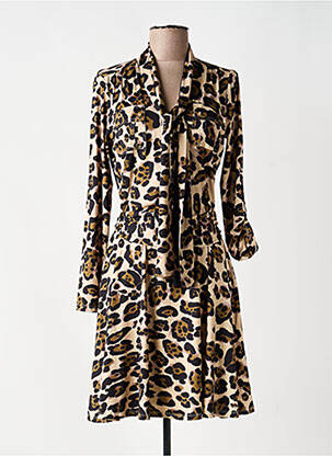 Robe courte manches 3/4 manches 3/4 beige K-DESIGN femme