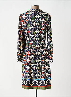 Robe mi-longue imprimé fleurs manches longues noir K-DESIGN femme