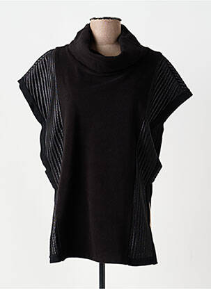 Pull tunique stretch manches courtes noir OZAI N KU femme