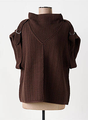 Pull stretch manches courtes marron NÜ femme