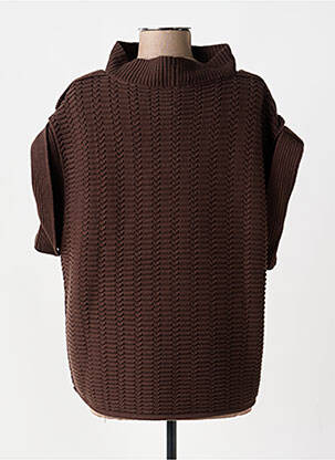 Pull stretch manches courtes marron NÜ femme