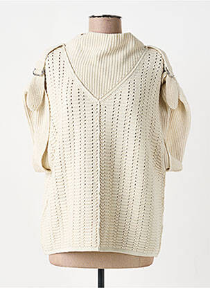 Pull stretch manches courtes beige NÜ femme