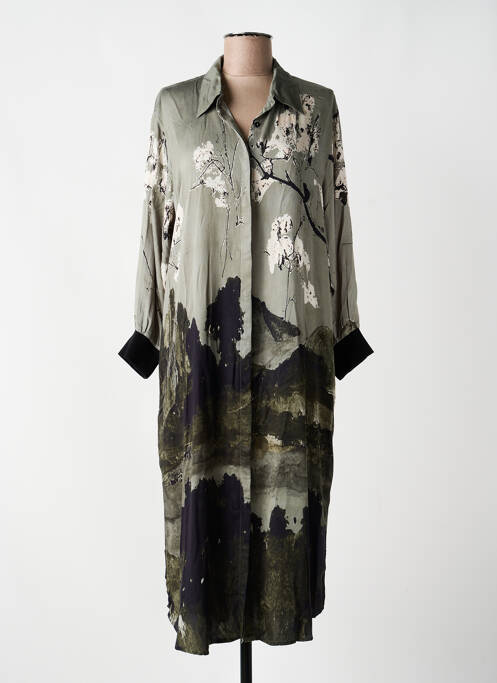 Robe longue manches longues manches longues vert NÜ femme