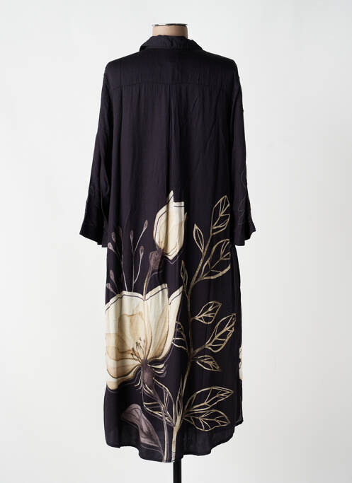 Robe mi-longue coupe fluide manches 3/4 noir NÜ femme