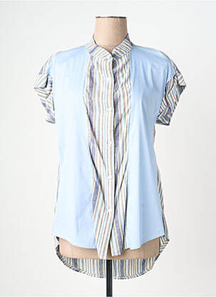 Tunique manches courtes tissage crêpe bleu QUATTRO femme