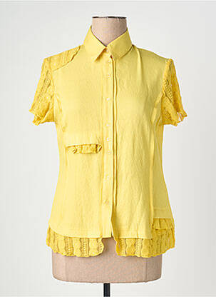 Chemisier coupe cintrée manches courtes jaune QUATTRO femme