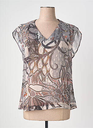 Top imprimé fantaisie manches courtes marron QUATTRO femme