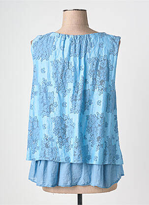 Top coupe fluide sans manche bleu QUATTRO femme
