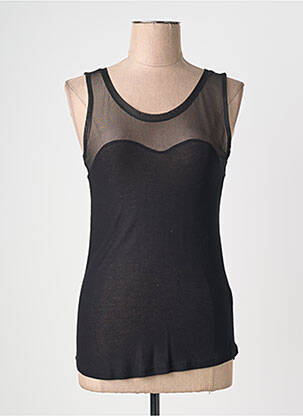 Top coupe cintrée sans manche noir QUATTRO femme
