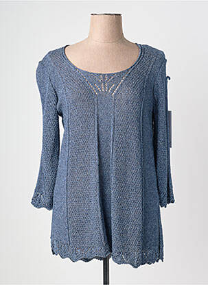 Pull coupe cintrée manches longues bleu QUATTRO femme
