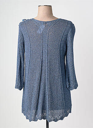 Pull coupe cintrée manches longues bleu QUATTRO femme