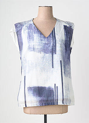 Top imprimé fantaisie sans manche bleu QUATTRO femme