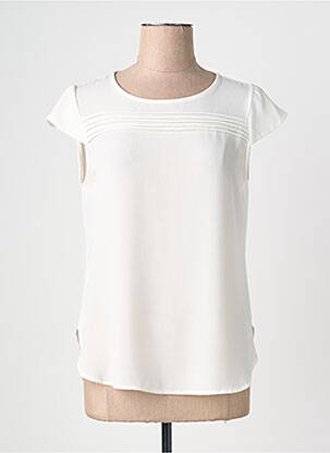 Blouse col rond manches courtes blanc QUATTRO femme