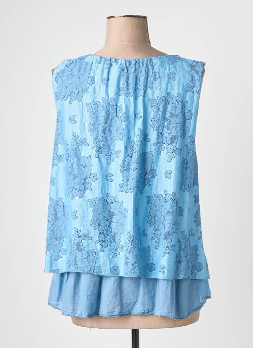 Top coupe fluide sans manche bleu QUATTRO femme