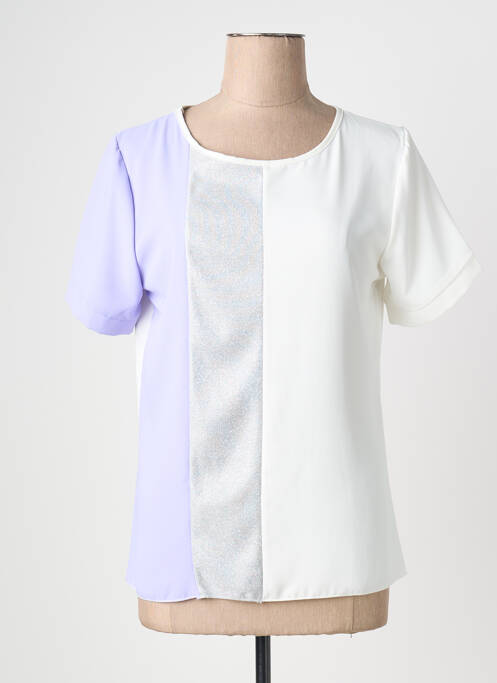 Top imprimé fantaisie manches courtes violet QUATTRO femme