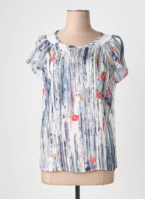 Top imprimé fantaisie manches courtes bleu QUATTRO femme