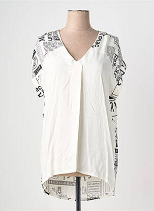 Tunique manches courtes col v blanc QUATTRO femme