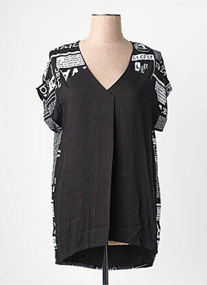 Tunique manches courtes col v noir QUATTRO femme