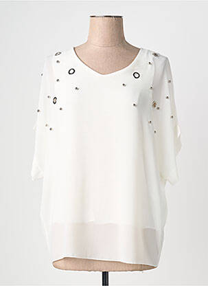 Tunique manches courtes col v blanc QUATTRO femme