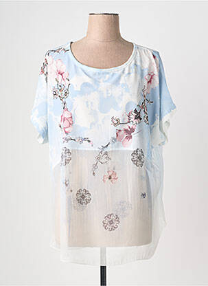 Tunique manches courtes col rond bleu QUATTRO femme