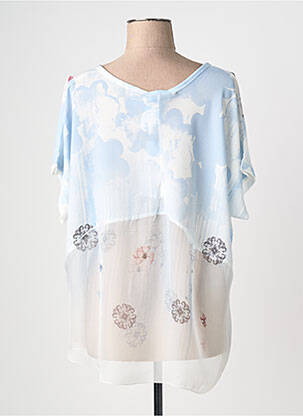 Tunique manches courtes col rond bleu QUATTRO femme