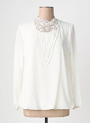 Blouse col rond manches longues blanc QUATTRO femme