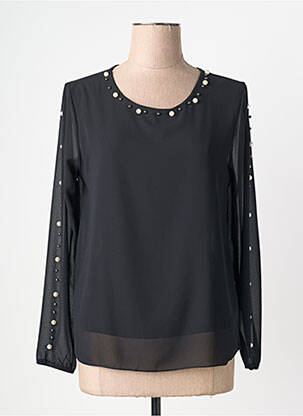 Blouse col rond manches longues noir QUATTRO femme