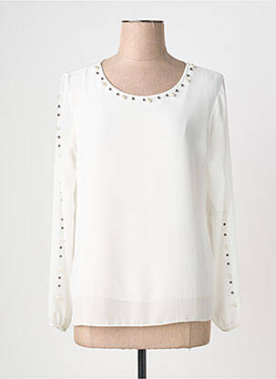 Blouse col rond manches longues blanc QUATTRO femme