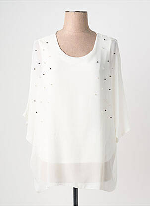 Blouse col rond manches longues blanc QUATTRO femme