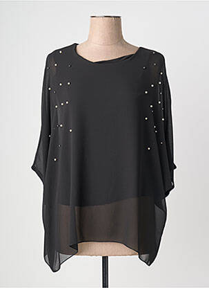 Blouse col rond manches longues noir QUATTRO femme