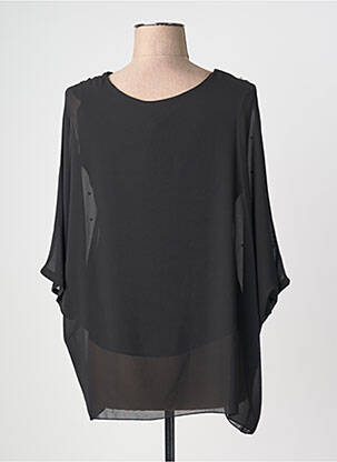 Blouse col rond manches longues noir QUATTRO femme