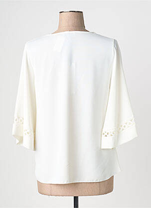 Top col v manches 3/4 blanc QUATTRO femme