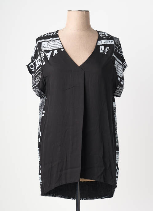 Tunique manches courtes col v noir QUATTRO femme