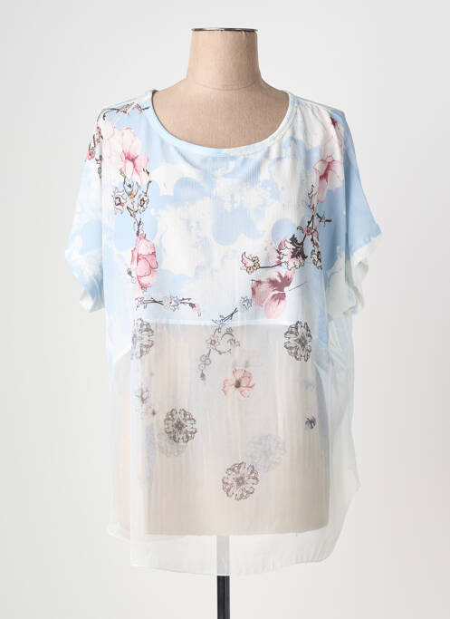 Tunique manches courtes col rond bleu QUATTRO femme