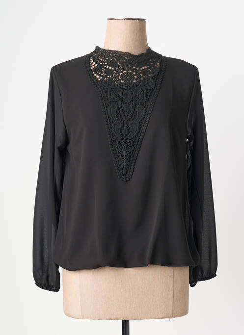 Blouse col rond manches longues noir QUATTRO femme