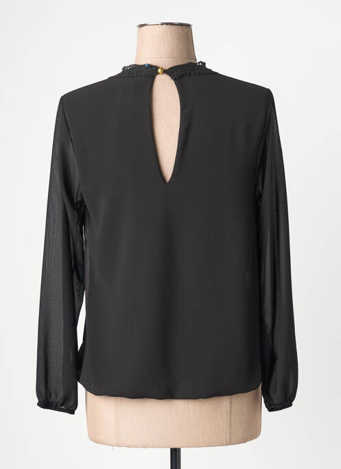 Blouse col rond manches longues noir QUATTRO femme