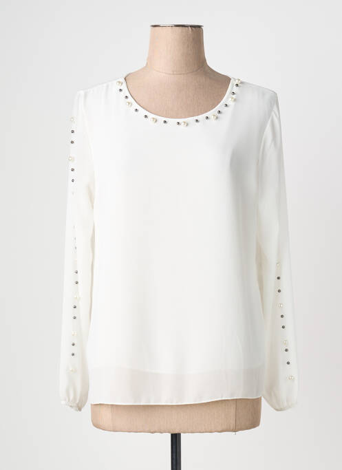 Blouse col rond manches longues blanc QUATTRO femme