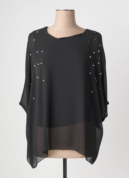 Blouse col rond manches longues noir QUATTRO femme
