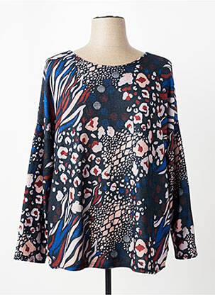 Pull coupe cintrée manches longues bleu QUATTRO femme