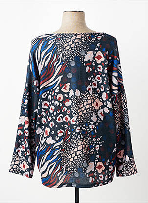 Pull coupe cintrée manches longues bleu QUATTRO femme