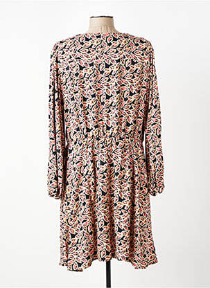 Robe mi-longue imprimé fleurs manches longues rose C'EST BEAU LA VIE femme