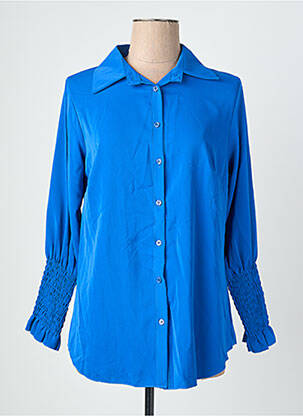 Chemisier coupe fluide manches longues bleu QUATTRO femme
