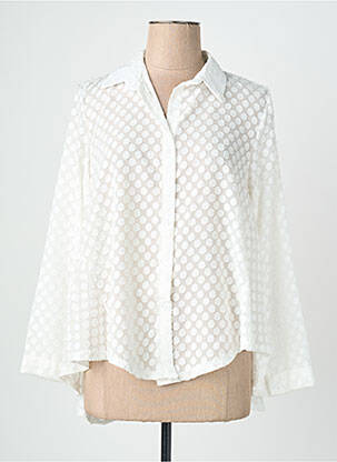 Chemisier tissage crêpe manches longues blanc QUATTRO femme